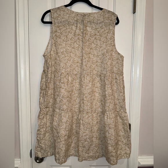 RACHEL ZOE 100% Linen Sleeveless tiered Dress, cream gold floral print, size XL - Picture 8 of 9